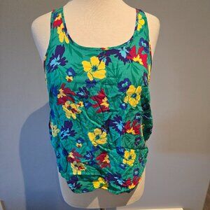 George Women’s Floral Scoop Neck Tank Top | Size Medium | Green Multi